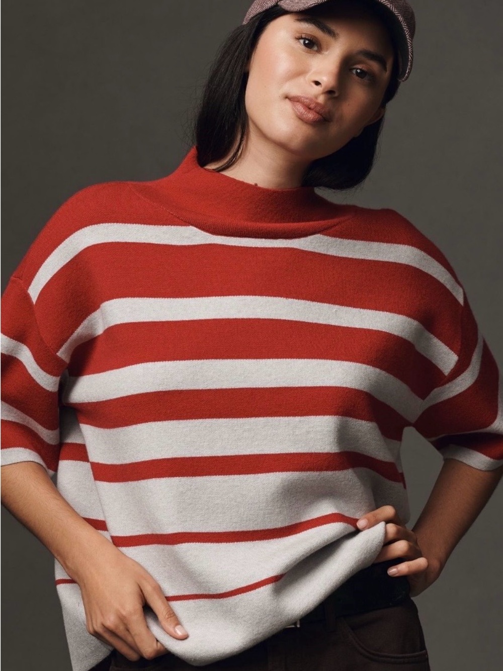 Anthropologie The Carys Mock-Neck Sweater by Maeve: Short-Sleeve Edition Medium